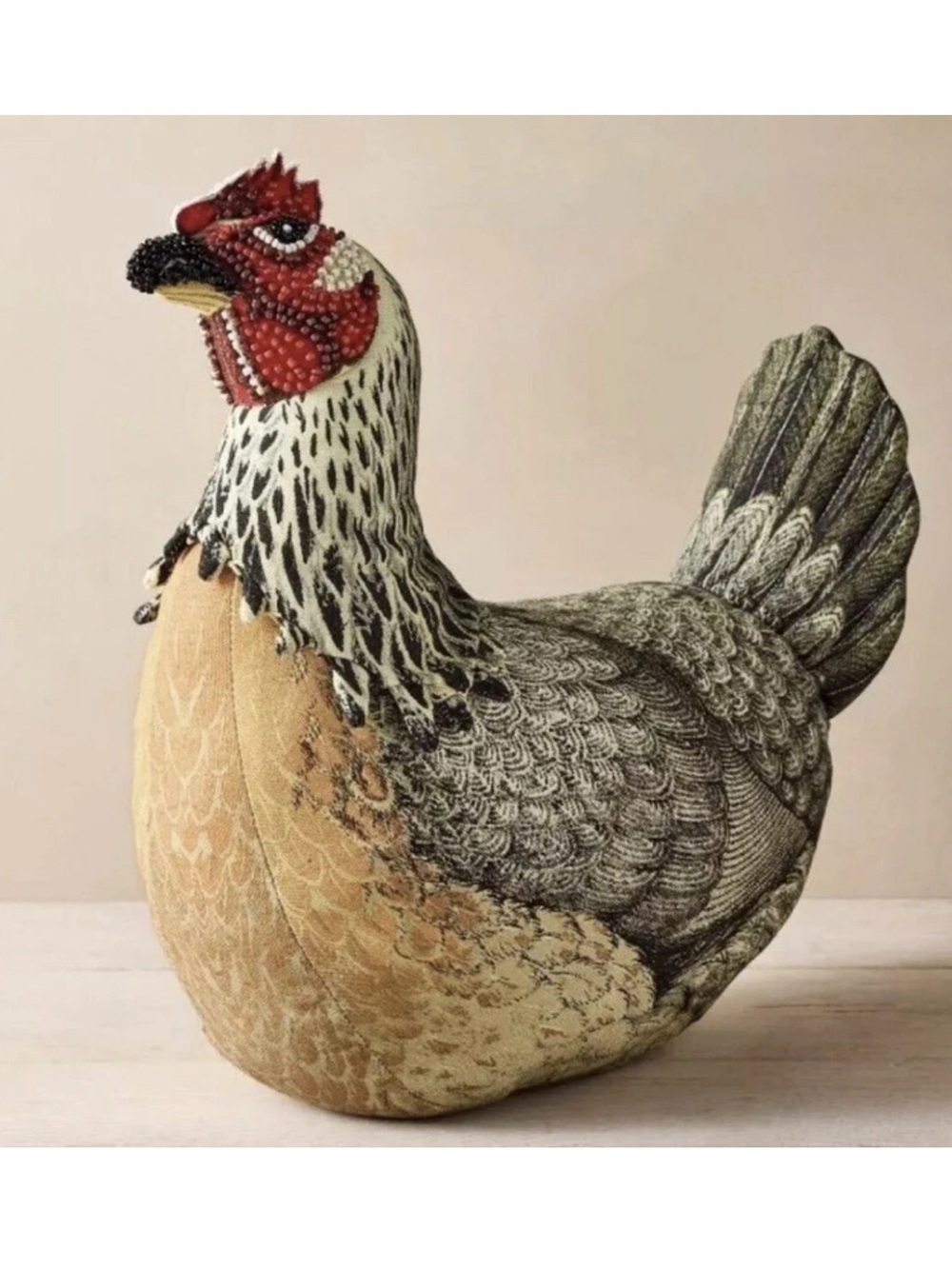 14"x13" Beaded Chicken Novelty Plush Pillow - John Derian for Target